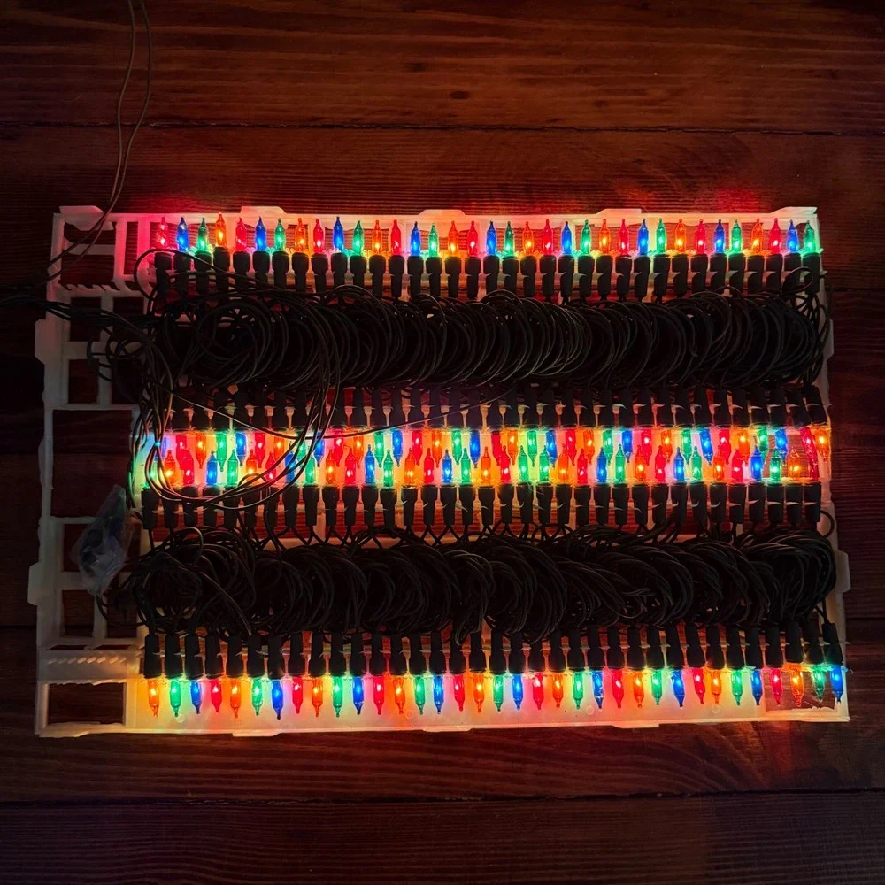 Vintage 140 Multi Color Changing Christmas Lights Green Wire Speed Control Box